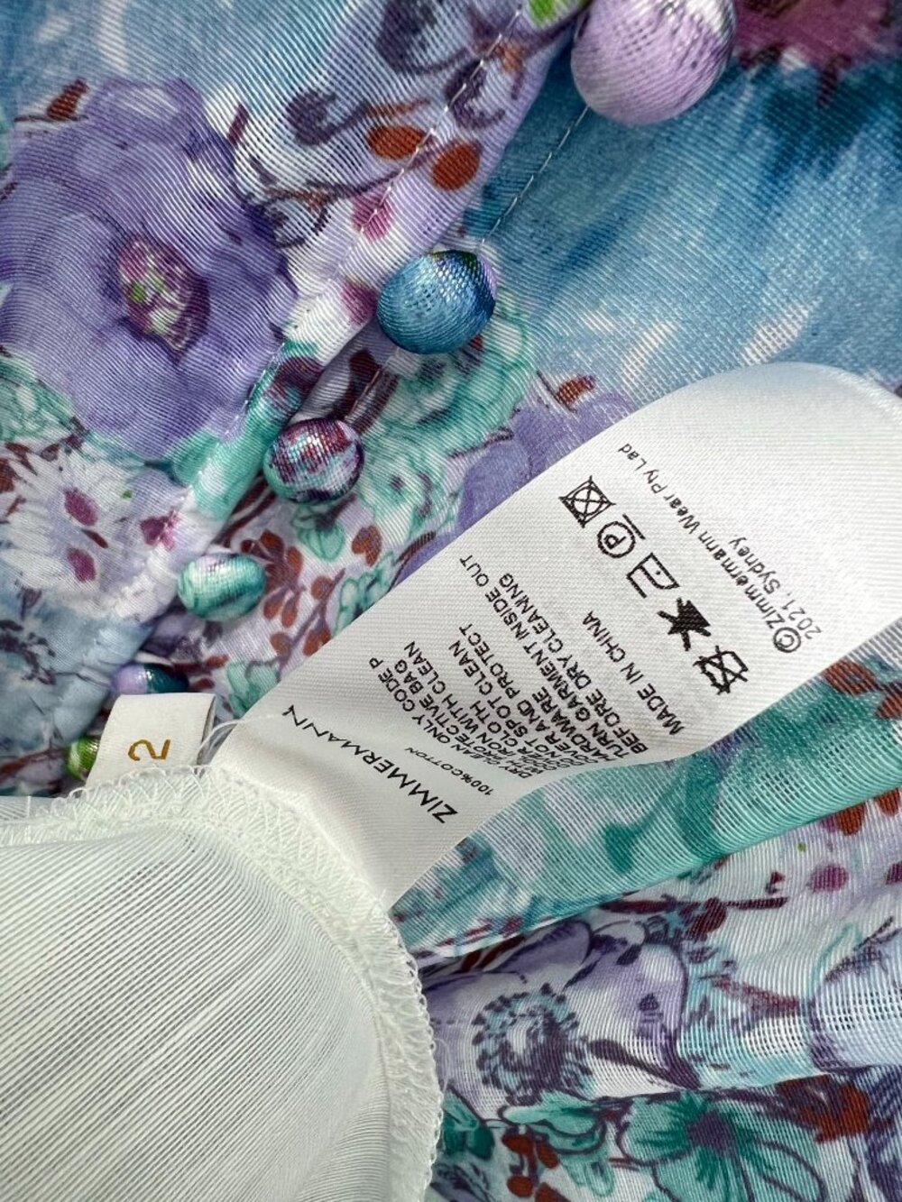 Zimmermann Light Mint Green Watercolor Floral Long Dress - Picture 7 of 9